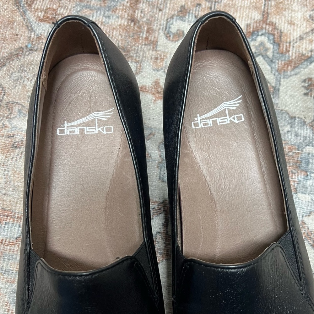 Dansko Black Leather Slip-On Flats - Picture 4 of 9